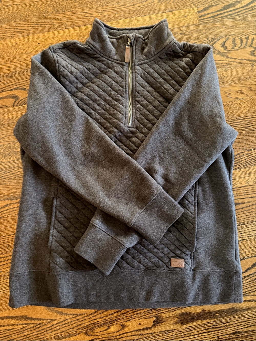 L.L. Bean Charcoal Quilted Half-Zip Sweatshirt